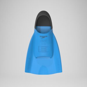 top view of a blue swimmers fin from speedo